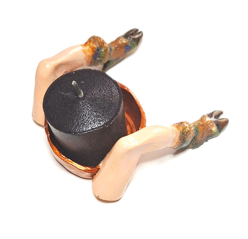 Halloween Conjuring Cloven Hoof SATYR Candle Holder Pagan Horror Decor