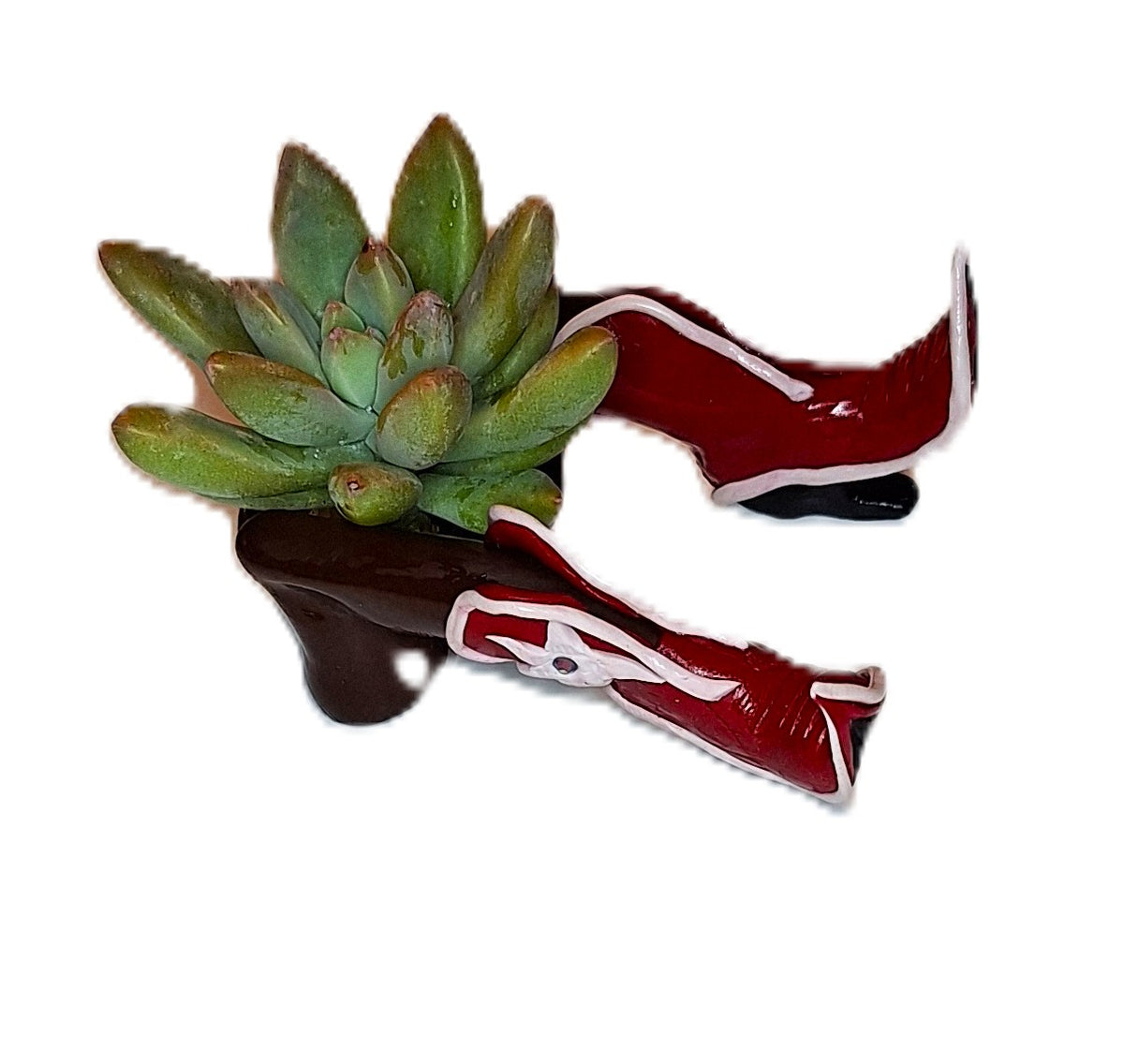Southwestern Boot Desk Planter Cute Western Handmade Pot with Plant Included