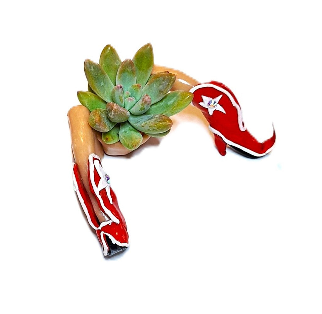 Southwestern Boot Desk Planter Cute Western Handmade Pot with Plant Included