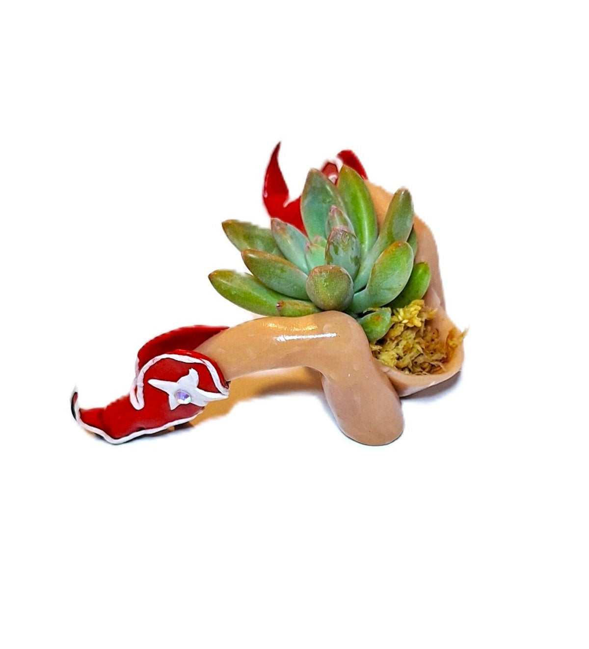 Southwestern Boot Desk Planter Cute Western Handmade Pot with Plant Included