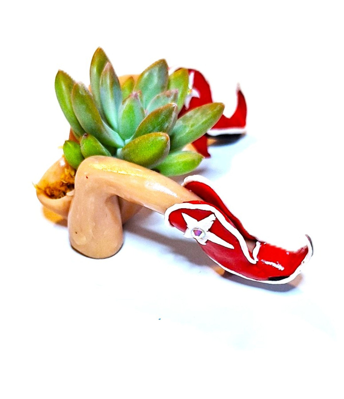 Southwestern Boot Desk Planter Cute Western Handmade Pot with Plant Included
