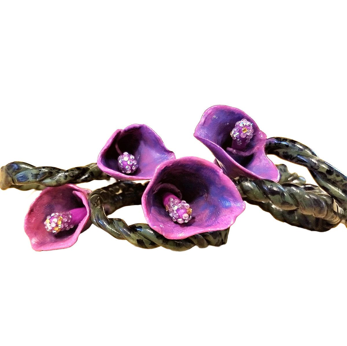 Set of 4 Handmade Purple Bell Lily Napkin Rings Made in the USA.