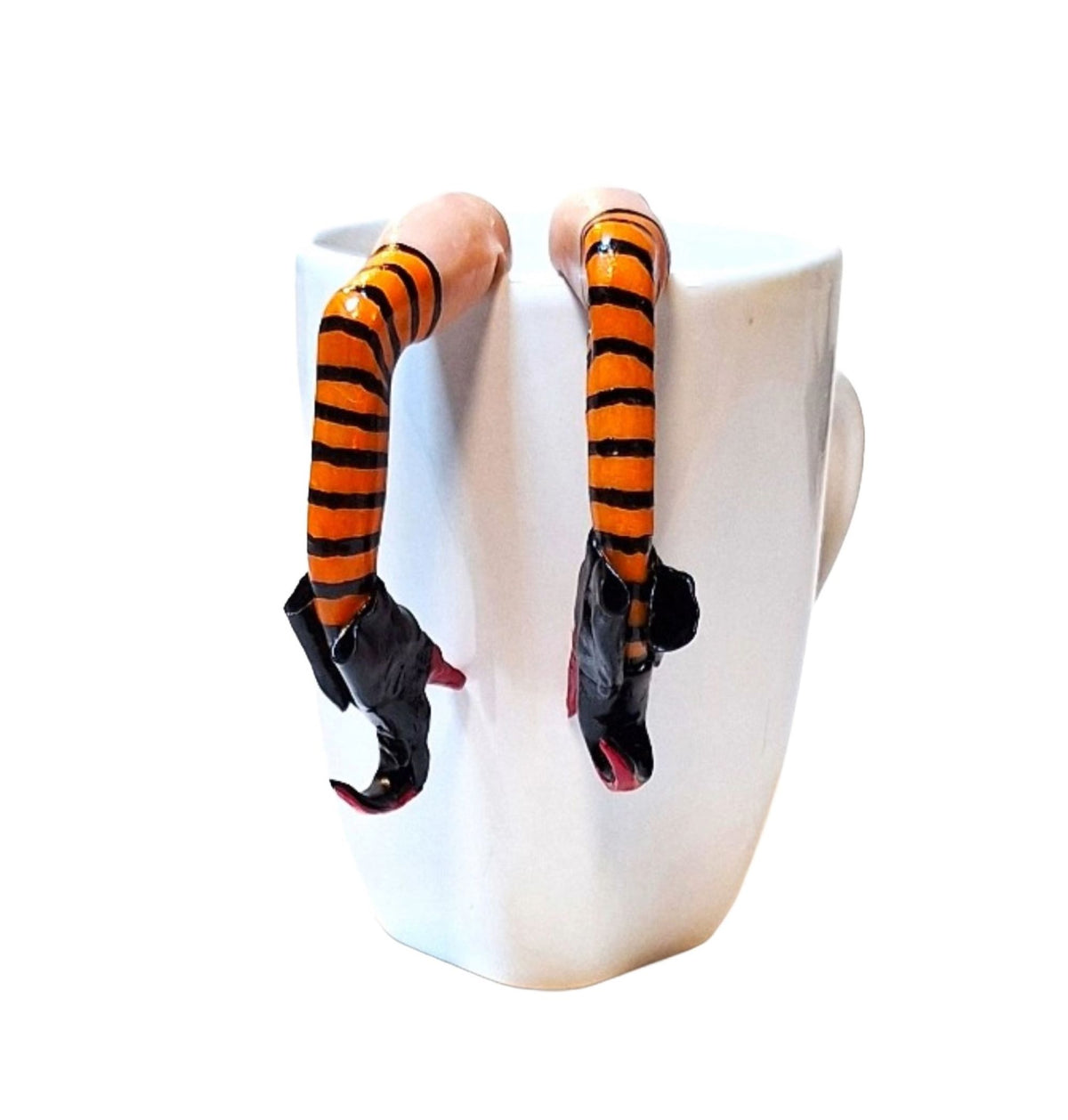 Hanging Witch Legs Drink Decor • Green Striped Halloween Cup & Glass Topper • Funny Witch Party Accessory • Reusable Rim Decoration