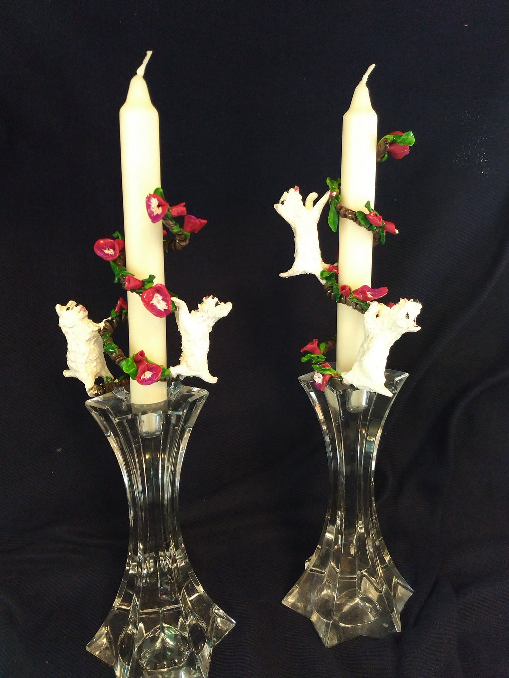 Ceramic Reusable Westies Candle Wraps Set (2) Candles Included.
