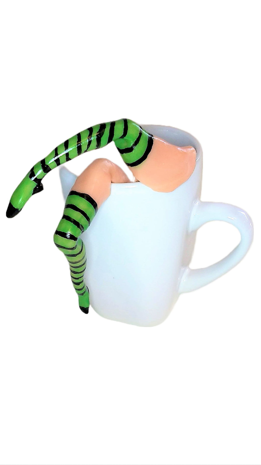 Hanging Witch Legs Drink Decor • Green Striped Halloween Cup & Glass Topper • Funny Witch Party Accessory • Reusable Rim Decoration