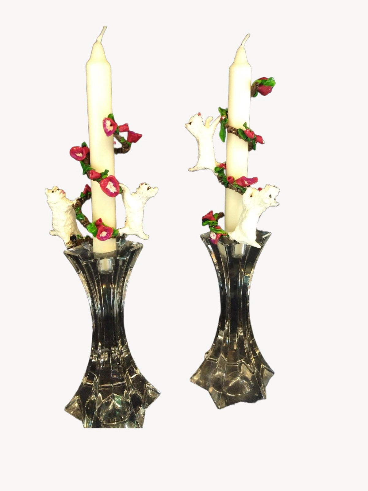 Ceramic Reusable Westies Candle Wraps Set (2) Candles Included.