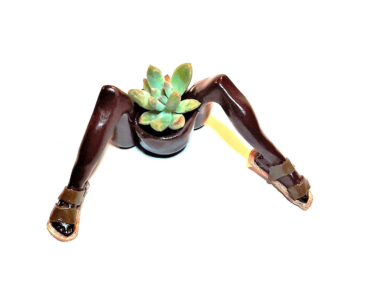 Sandal Feet Succulent Desk Planter with Plant.