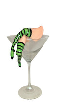 Hanging Witch Legs Drink Decor • Green Striped Halloween Cup & Glass Topper • Funny Witch Party Accessory • Reusable Rim Decoration