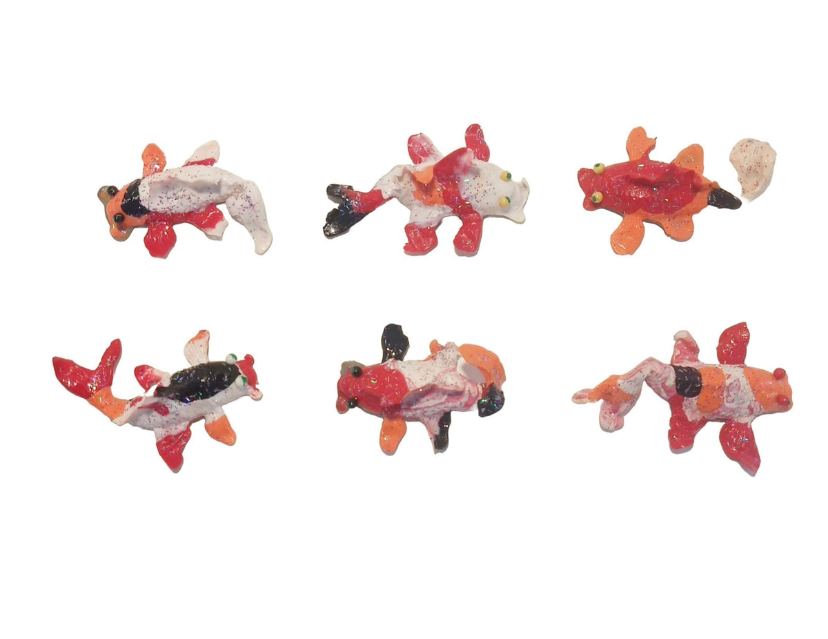 Koi Fish Floral Picks – 4pc Ceramic Plant Stakes for Bouquets, Planters & Crafts (3–4")