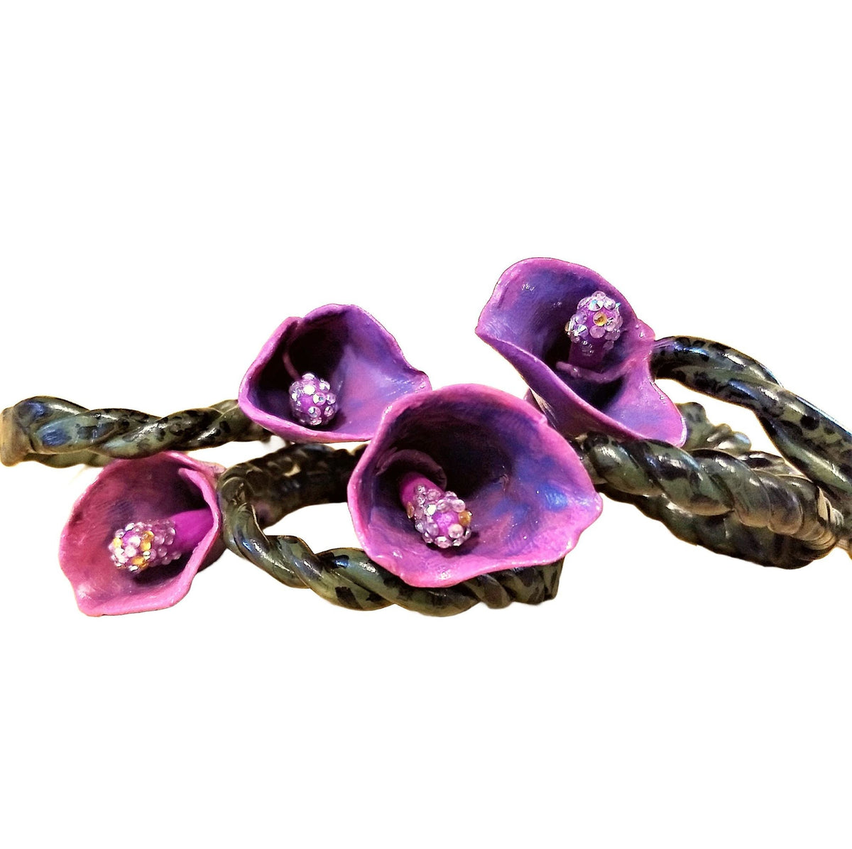 Ombre Lily Napkin Rings Set of 4 – Blue/Purple Floral Table Decor