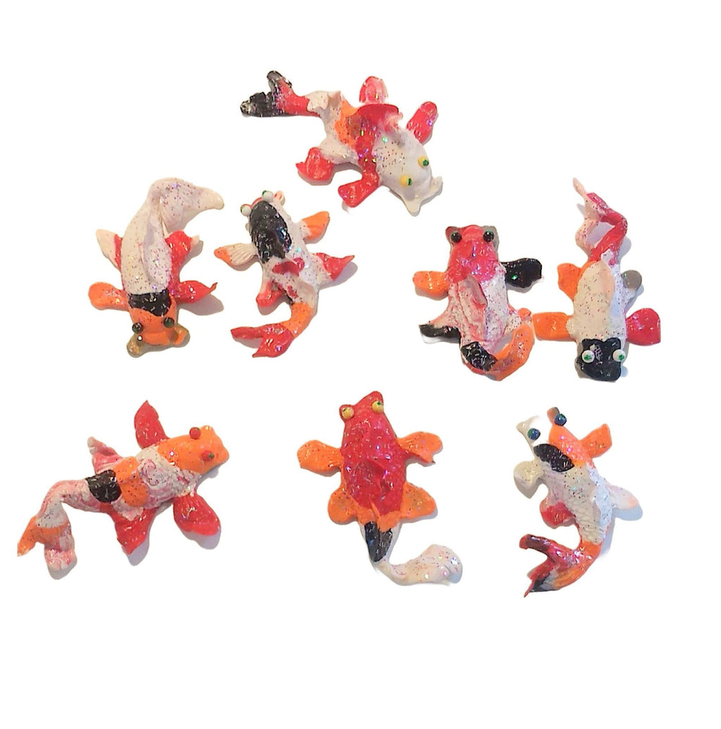 Koi Fish Floral Picks – 4pc Ceramic Plant Stakes for Bouquets, Planters & Crafts (3–4")