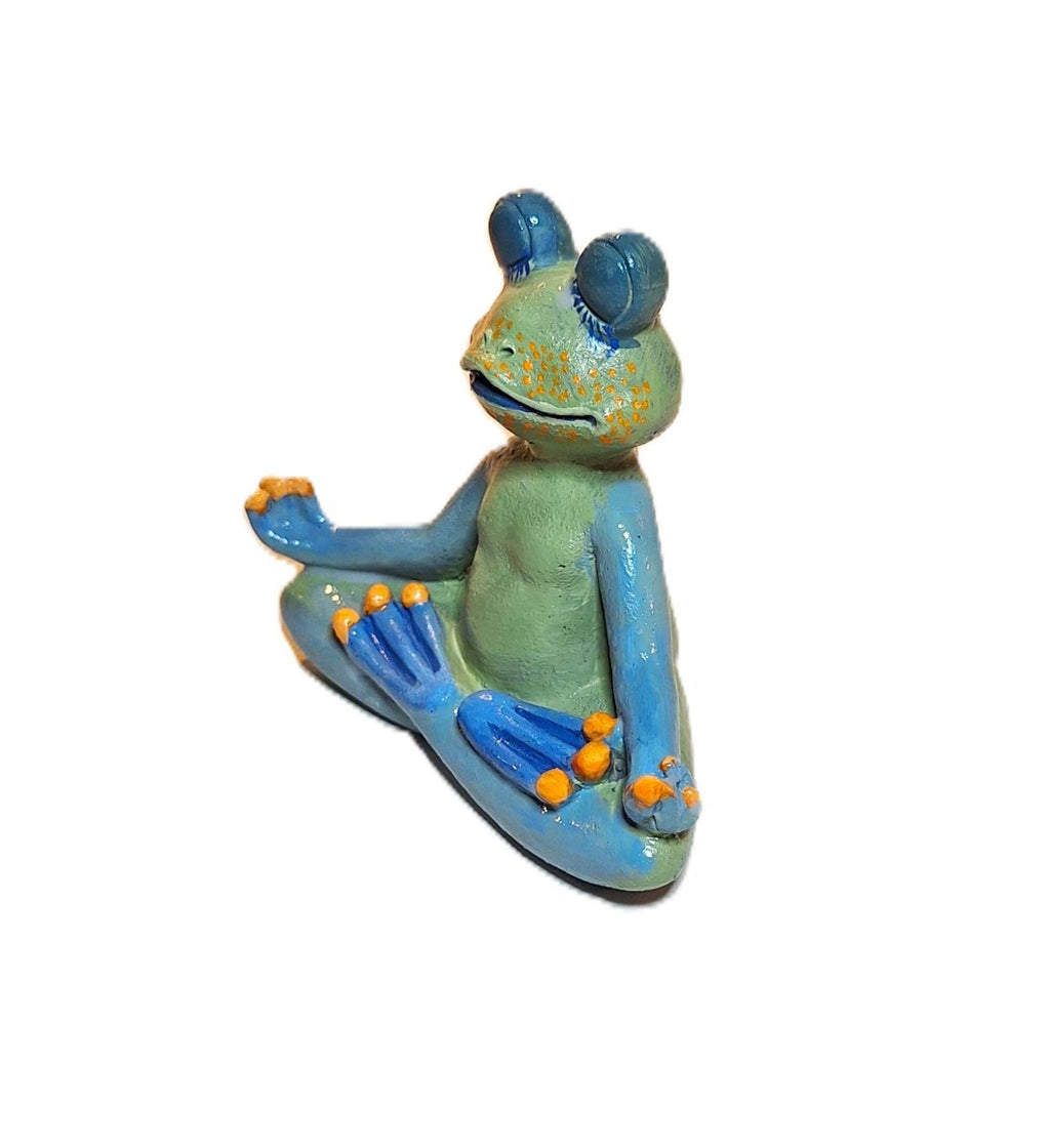Meadow Calm Yoga Zen Frog Buddha Statue Hand Painted Indoor/Outdoor