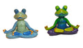 Buddha Yoga Meditation Zen Frogs Statues -SET Hand Painted Pair Indoor/Outdoor