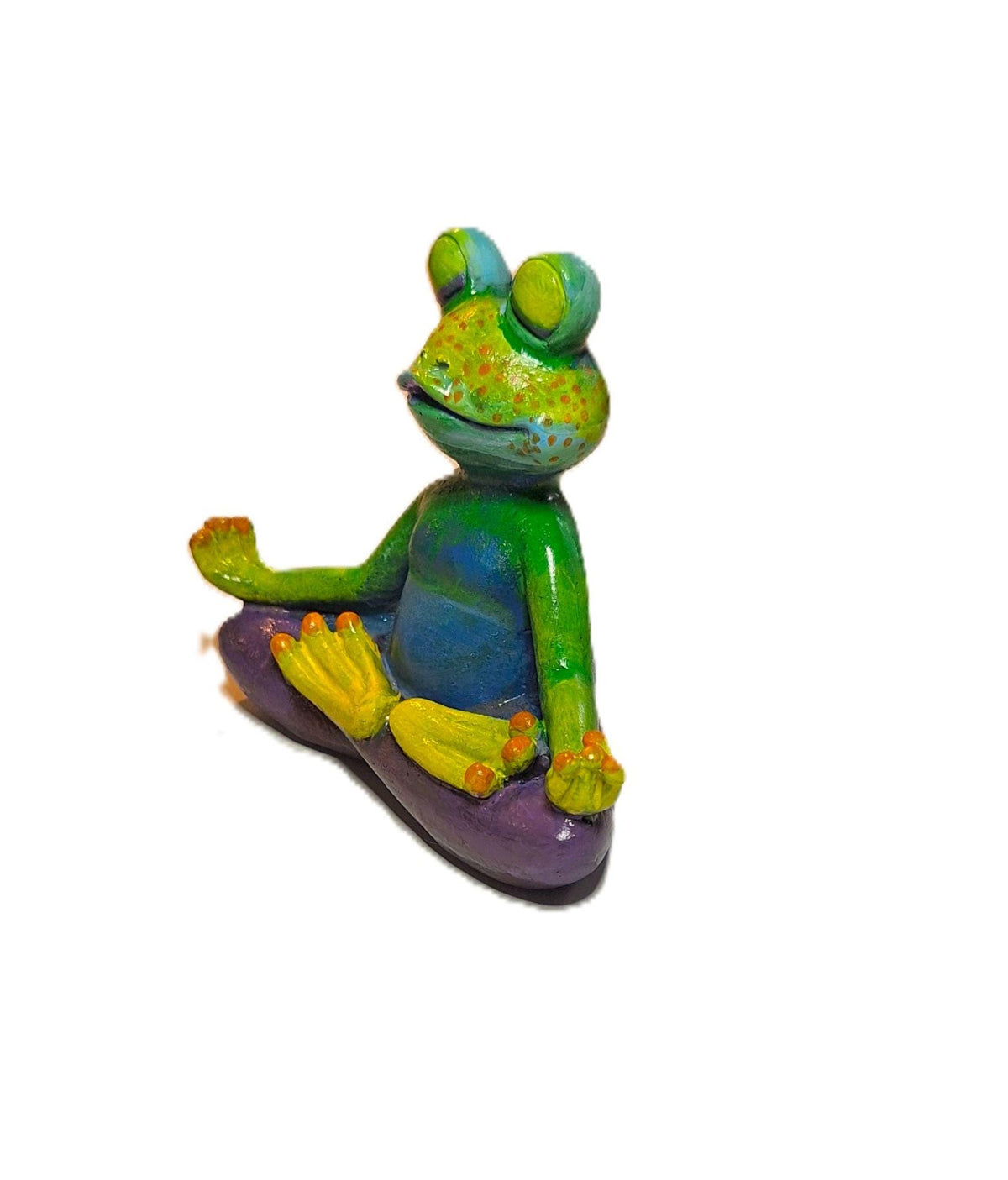 Sunrise Yoga Frog Figurine Meditating Zen Garden Hand painted Statue.