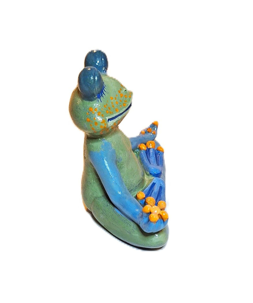 Meadow Calm Yoga Zen Frog Buddha Statue Hand Painted Indoor/Outdoor