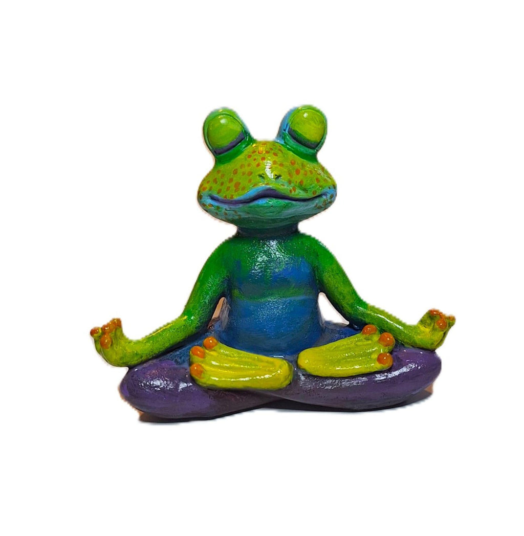Buddha Yoga Meditation Zen Frogs Statues -SET Hand Painted Pair Indoor/Outdoor