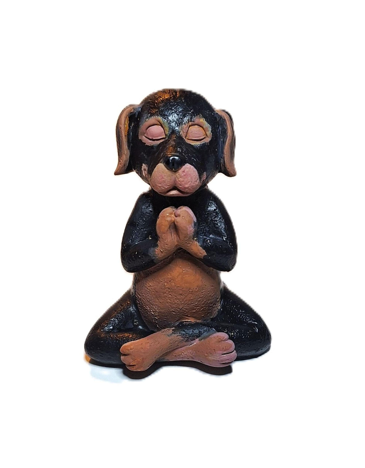 Meditating Dog Statue • Yoga Puppy Figurine • Zen Buddha Dog Decor • Hand‑Painted Resin Gift