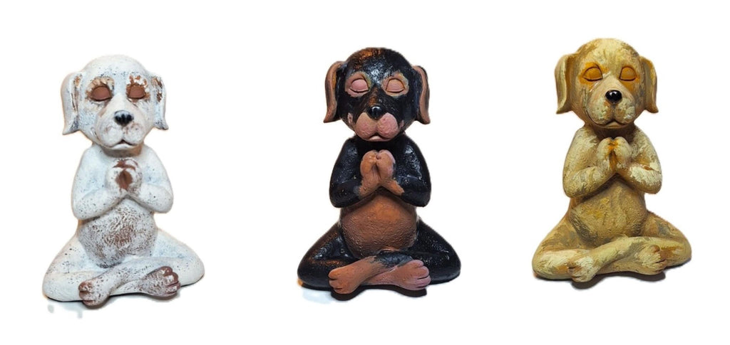 Buddha Meditation Statue Zen Dogs (Set of 3) Yoga Figurine Resin
