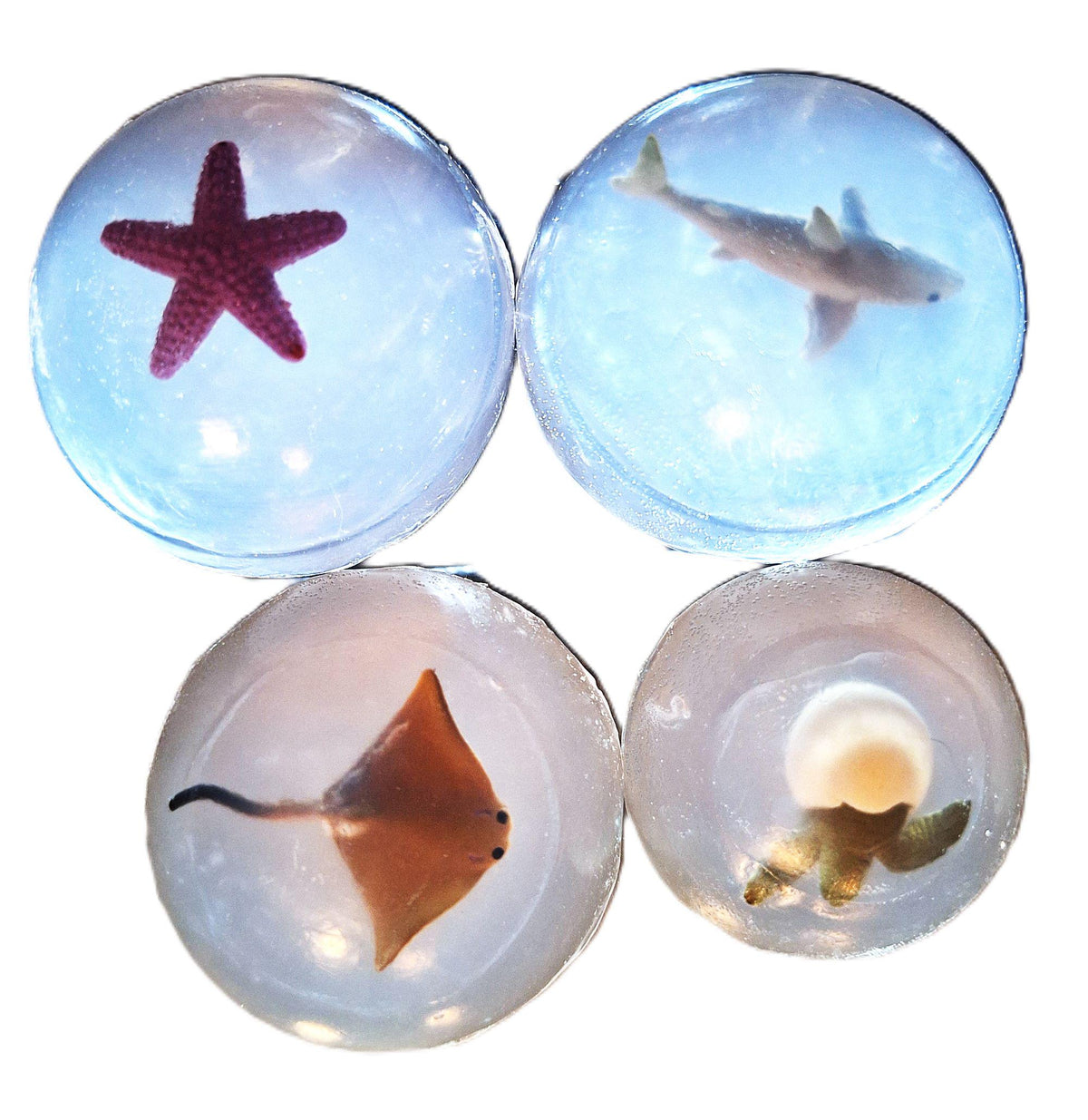 Tropical Ocean Beach Theme Unscented, Clear Glycerin Decorative Soaps Vegan Gluten Free Variety pack set A