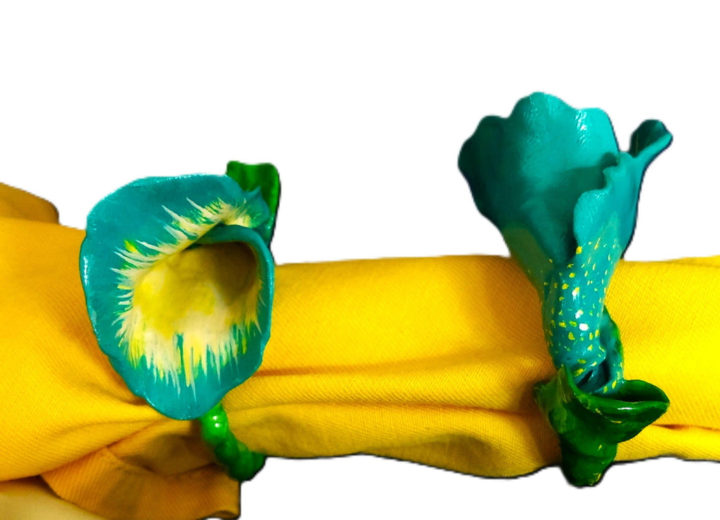 Handmade Morning Glory Napkin Rings Set, Floral Table Decor, Garden Party Holders