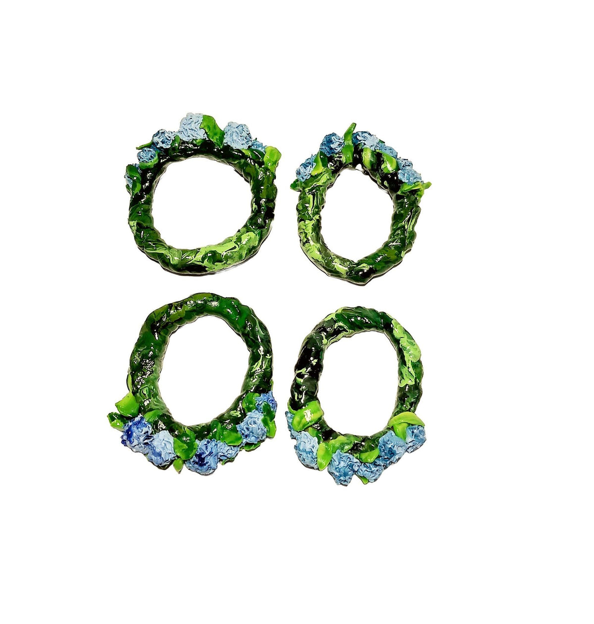 Blue Hydrangea Napkin Rings, crafted in the USA