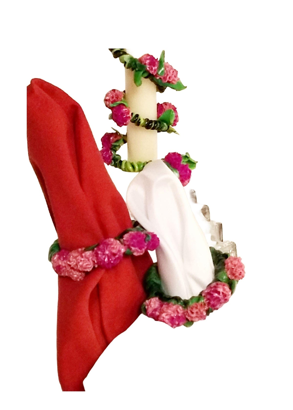 Pink Hydrangea Napkin Rings Set of 4 Gift Boxed Spring & Summer Decor