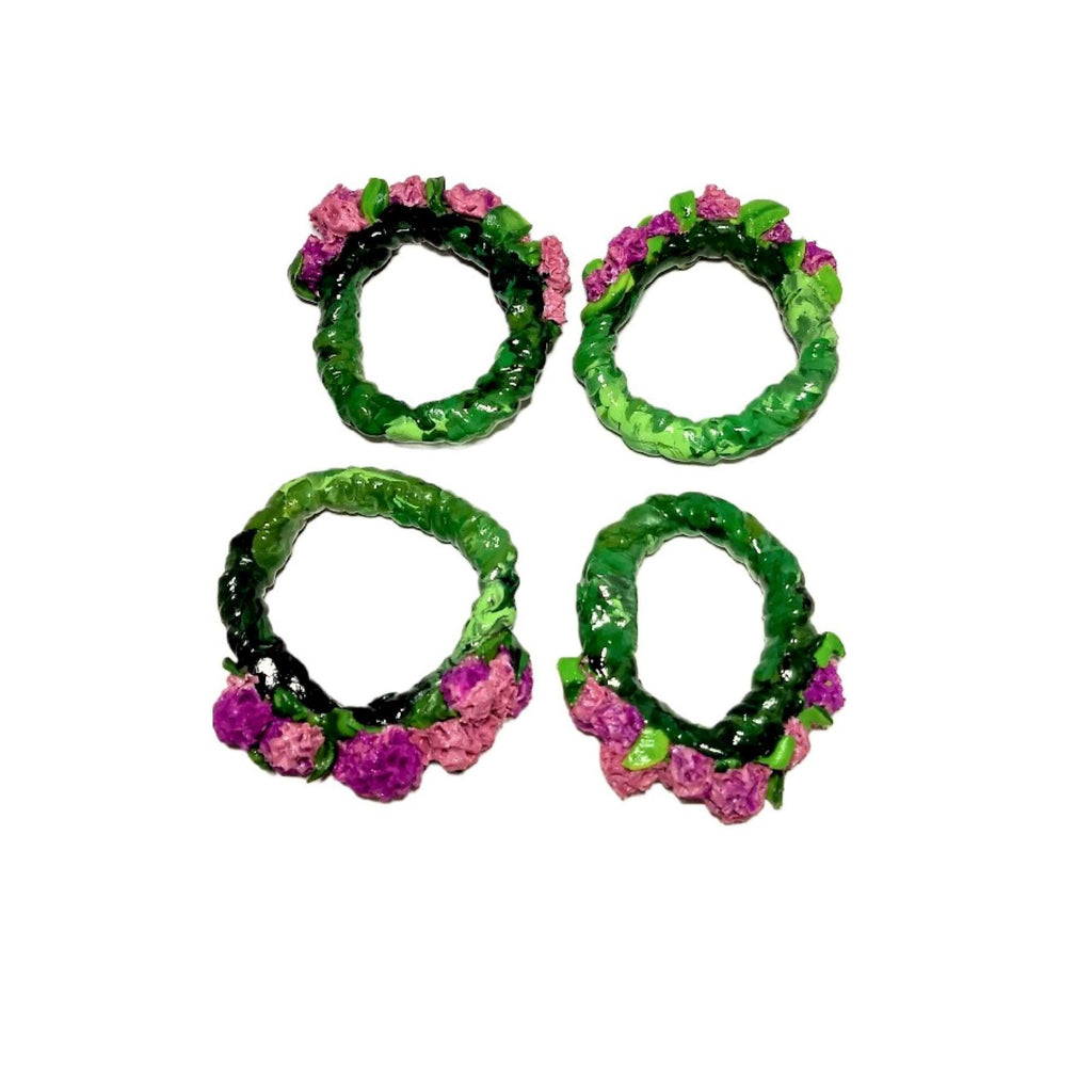 Pink Hydrangea Napkin Rings Set of 4 Gift Boxed Spring & Summer Decor