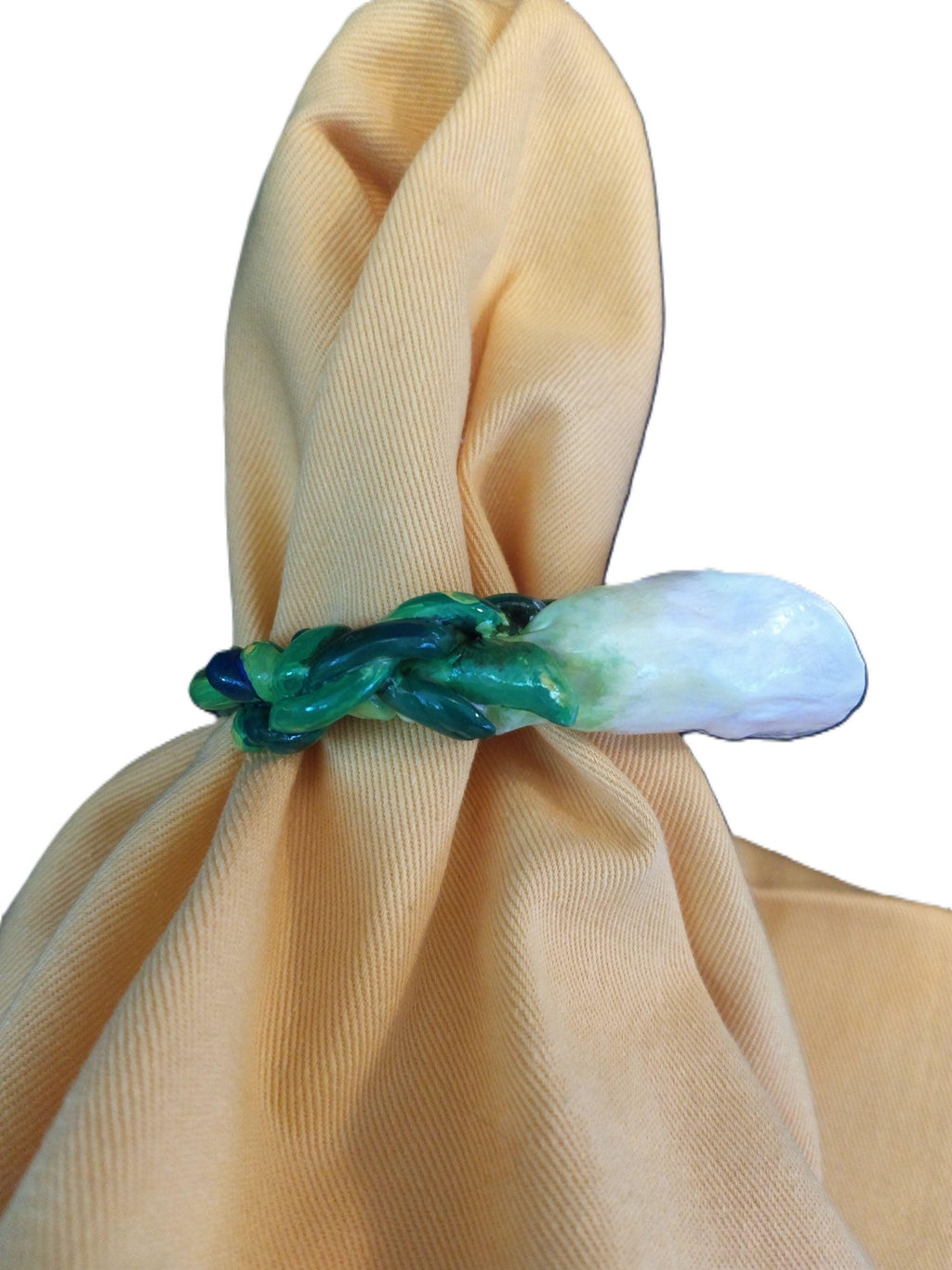 Set of 4 Handmade White Bell Lily Napkin Rings with Rhinestones