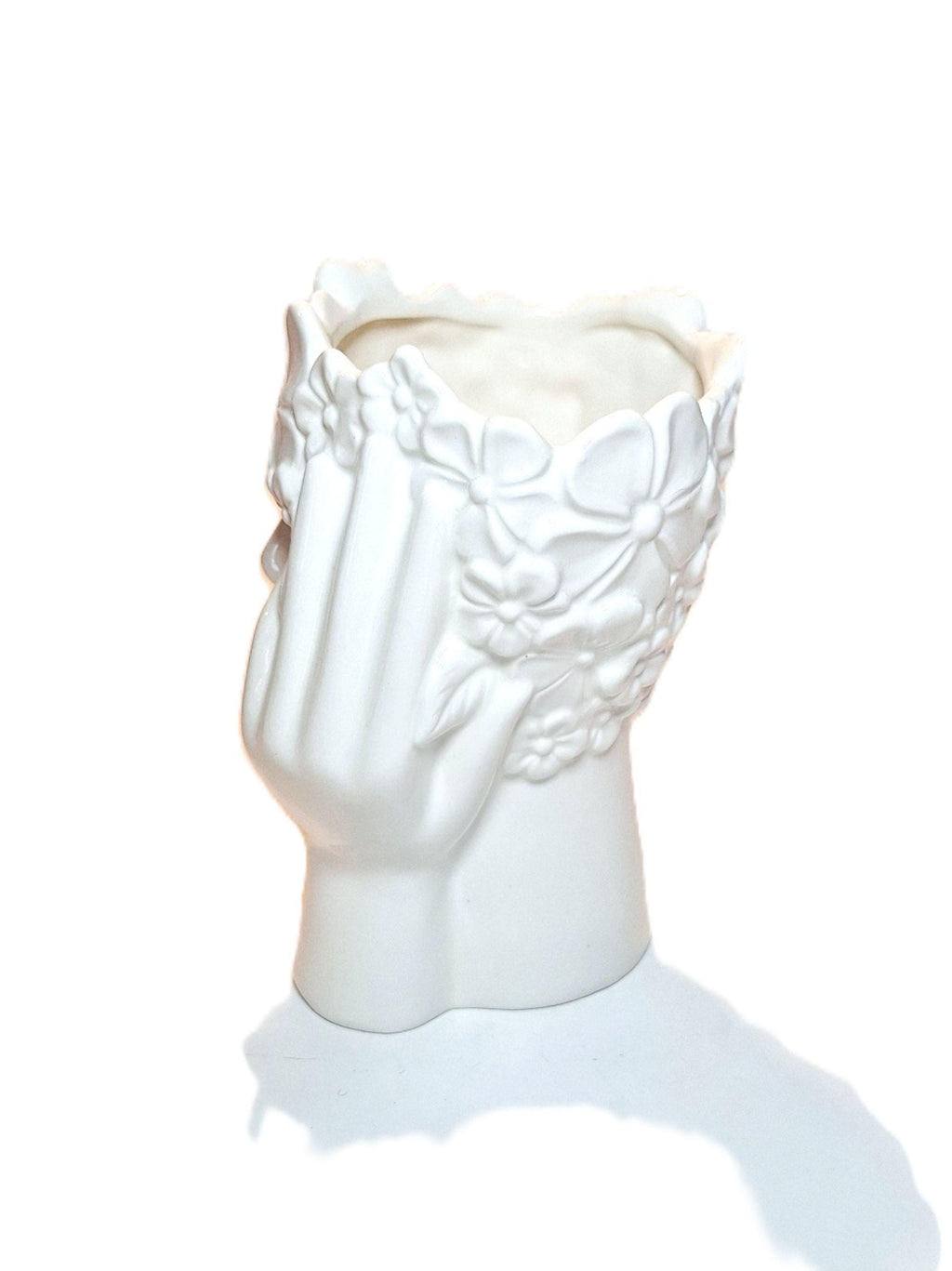 Ceramic White Female Face Planter High Gloss Finish 6-inch-High Affordable Decor