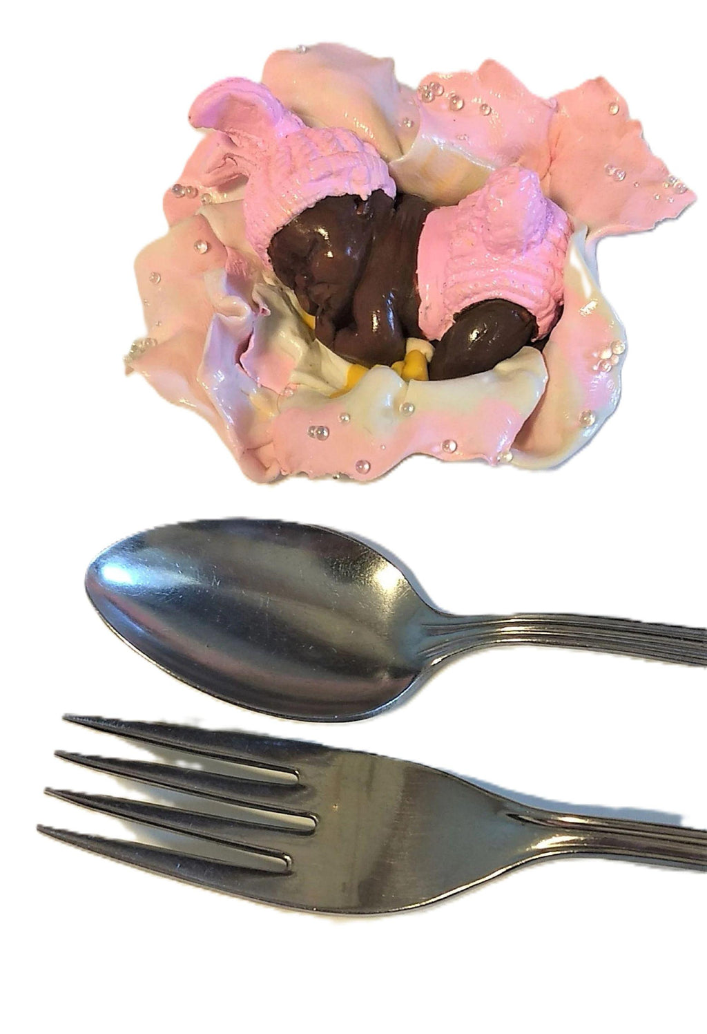 Gender Reveal Fairy Baby Figurine Polymer Ceramic Bunny Hat Baby Shower Décor