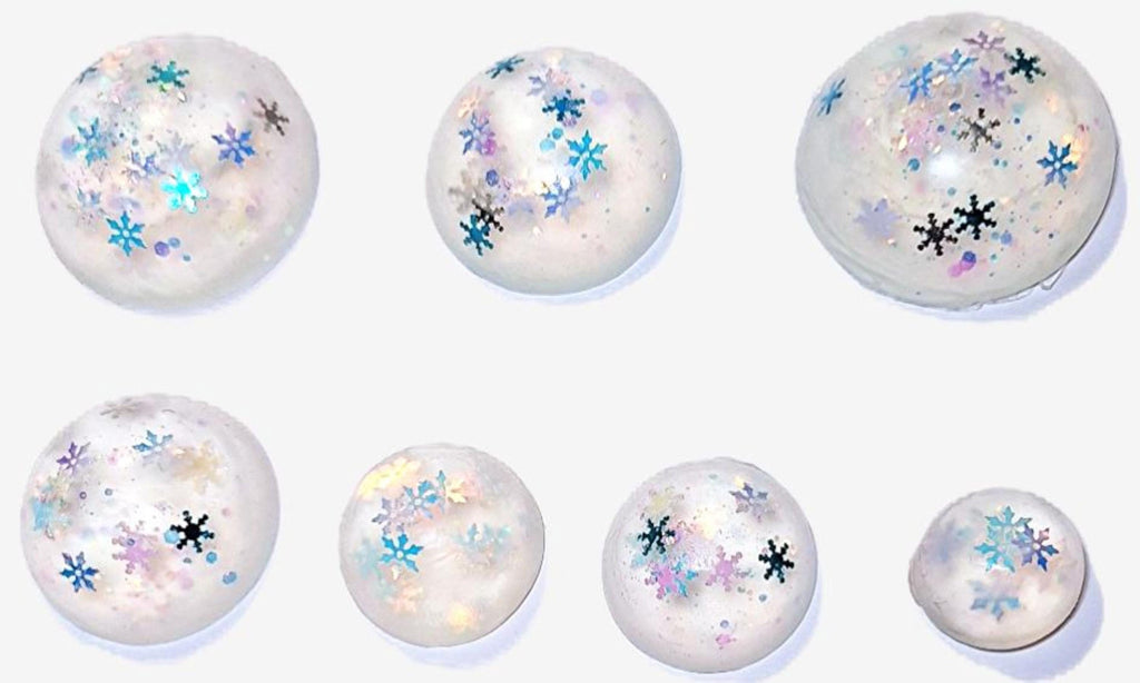 Snowflake Winter Soap Set 6 Clear Vegan Glycerin Rounds, Iridescent, Unscented & Hypoallergenic