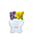 Hand‑Painted Face Planter Resin Indoor Planter Floral Crown Decorative Pot Lightweight 6 Inch tall