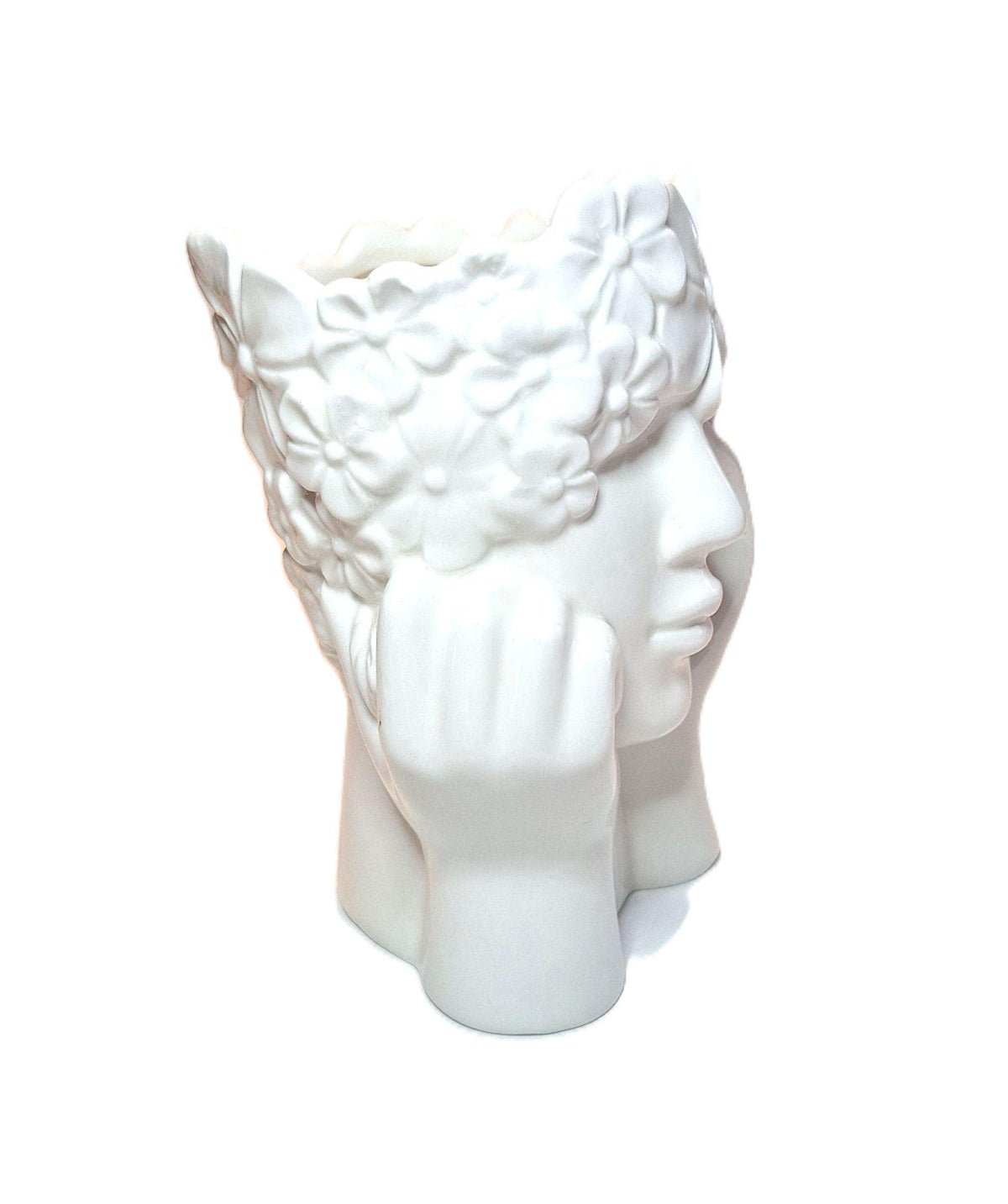 Ceramic White Female Face Planter High Gloss Finish 6-inch-High Affordable Decor