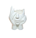 White High Gloss Face Planter Ceramic 6-inch-Tall Affordable Decor