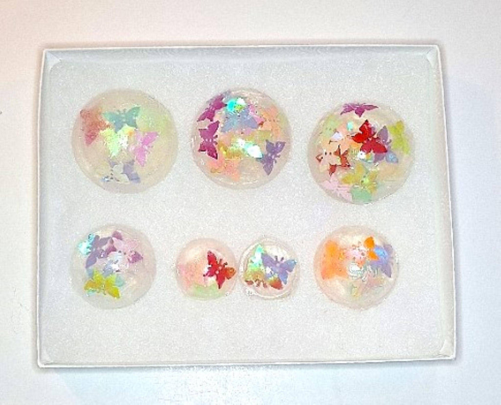 Handmade Butterfly Botanical Soap Set 1 Pound Clear Vegan Glycerin Gift Set Iridescent Butterflies