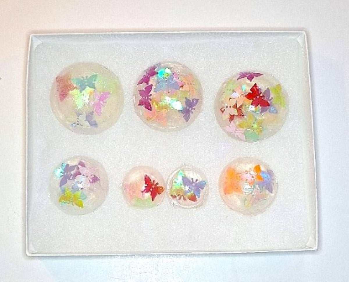 Handmade Butterfly Botanical Soap Set 1 Pound Clear Vegan Glycerin Gift Set Iridescent Butterflies
