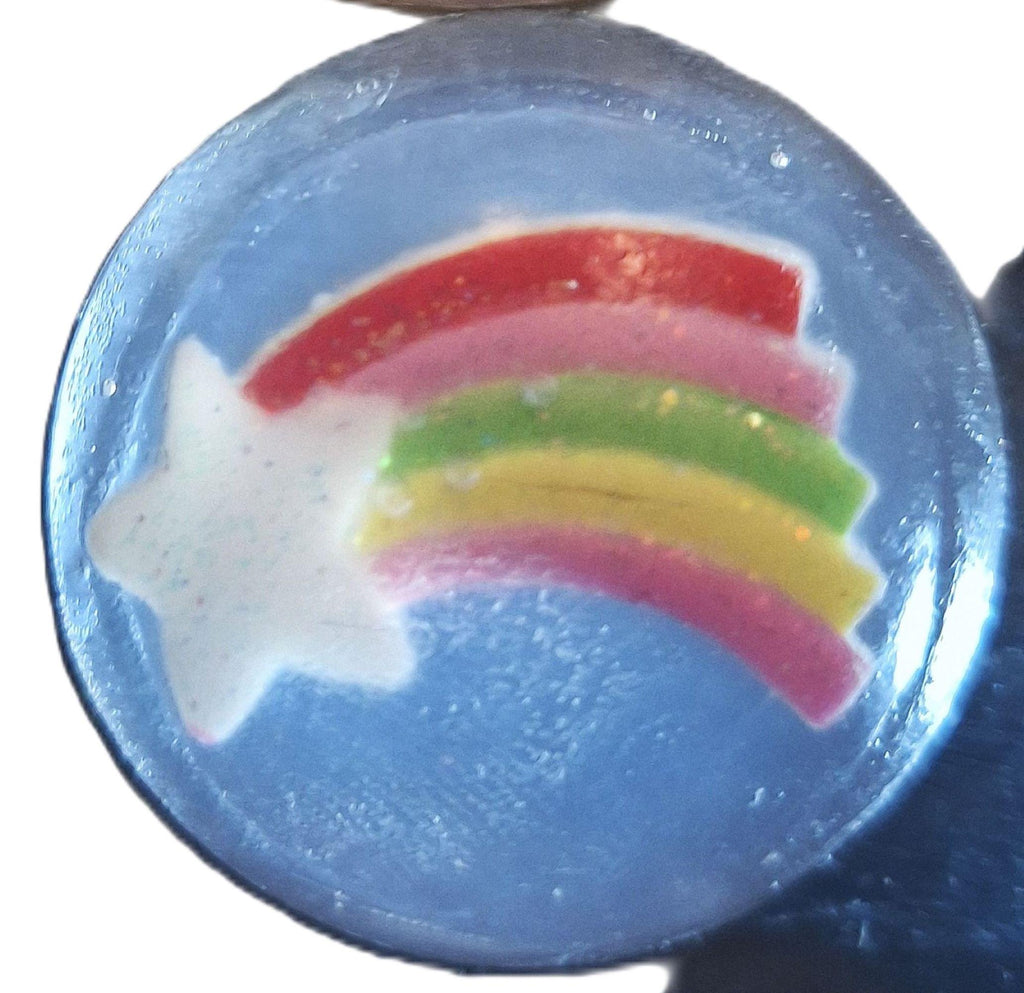 Unicorn Rainbow Magic Soap Set 7 Clear Vegan Glycerin Rounds with Clouds & Stars (Hypoallergenic, Unscented)