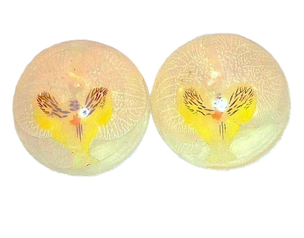 Handmade Artisan Orchid Soaps, Clear Vegan Glycerin, Unscented Hypoallergenic, Purple or Yellow, 8oz Rounds, 2 Pack
