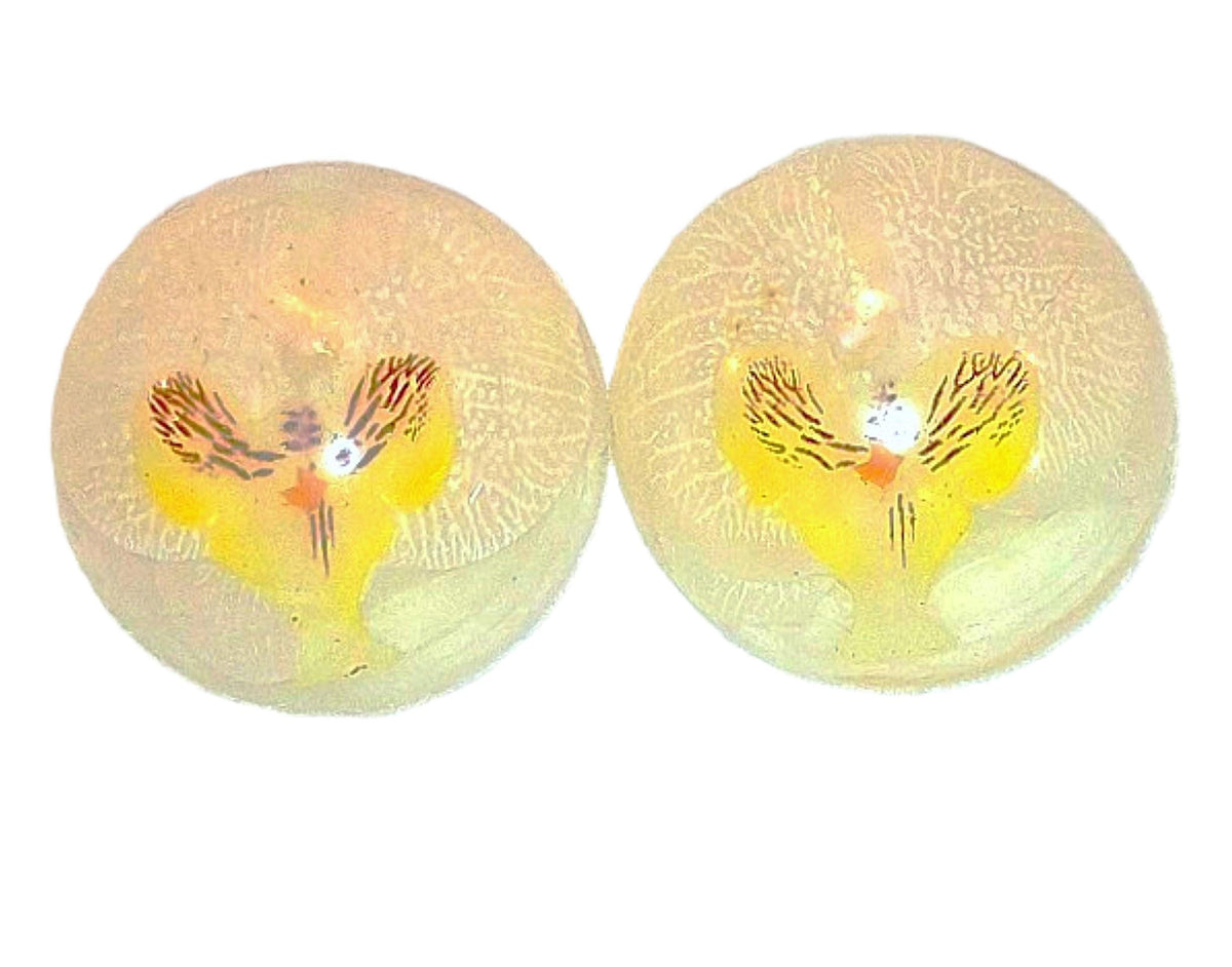 Handmade Artisan Orchid Soaps, Clear Vegan Glycerin, Unscented Hypoallergenic, Purple or Yellow, 8oz Rounds, 2 Pack
