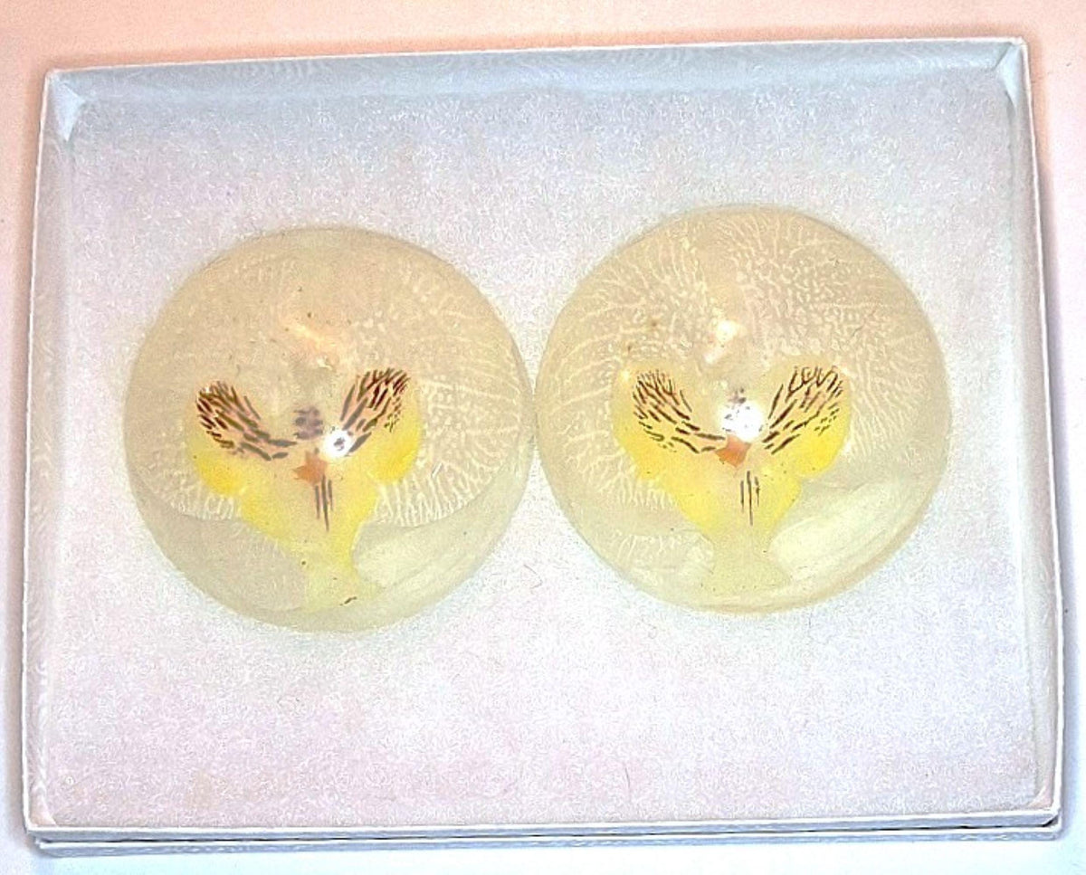 Handmade Artisan Orchid Soaps, Clear Vegan Glycerin, Unscented Hypoallergenic, Purple or Yellow, 8oz Rounds, 2 Pack