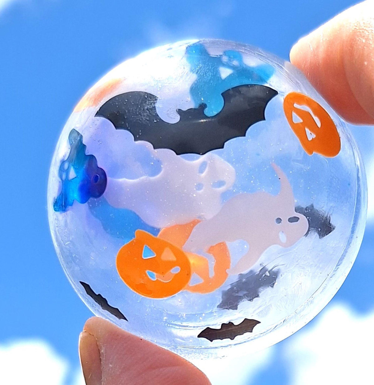 Halloween Clear Glycerin Soap Set 1 Pound of Spooky Unscented Vegan Soaps with Bats, Skulls, Pumpkins & Ghosts