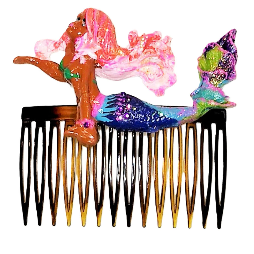 Sparkling Mermaid Hair Combs Set (2) Black Skin Made in the USA