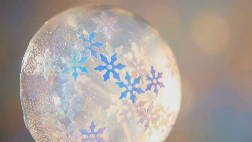 Snowflake Winter Soap Set 6 Clear Vegan Glycerin Rounds, Iridescent, Unscented & Hypoallergenic