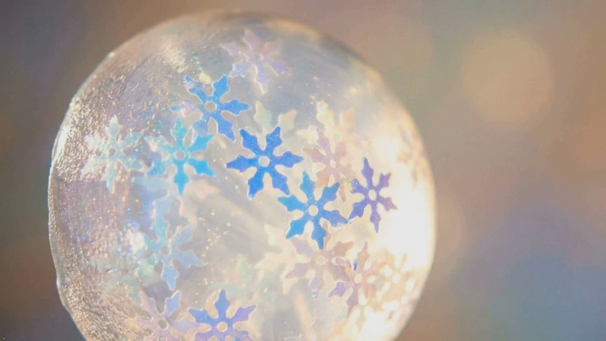 Snowflake Winter Soap Set 6 Clear Vegan Glycerin Rounds, Iridescent, Unscented & Hypoallergenic