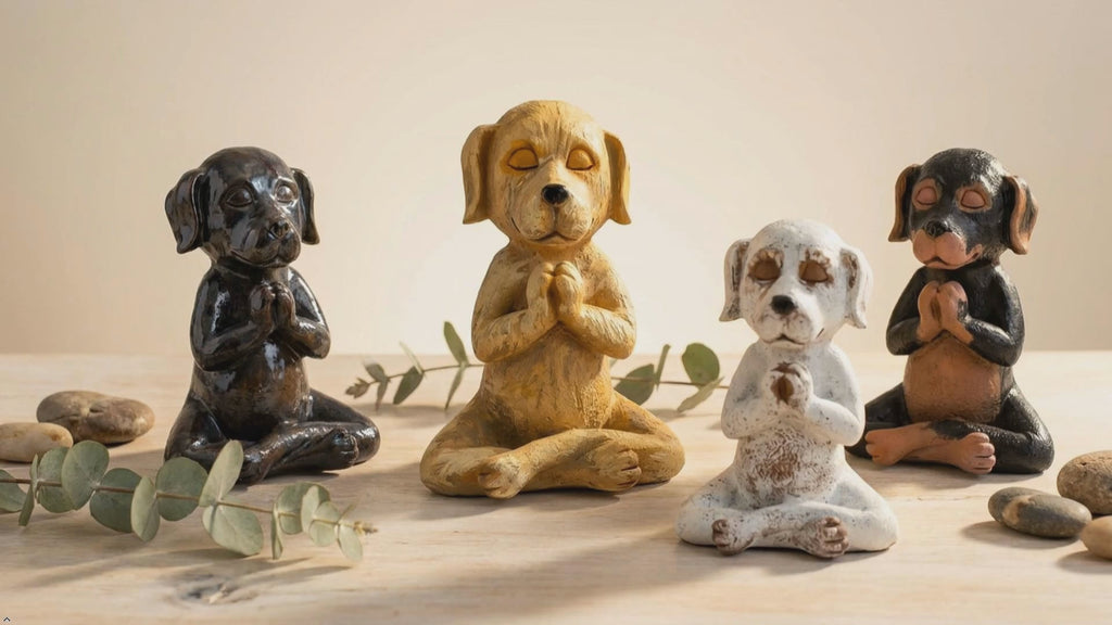 Buddha Meditation Statue Zen Dogs (Set of 3) Yoga Figurine Resin