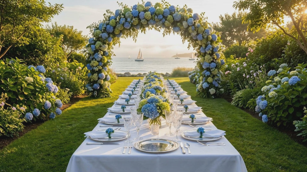 Blue Hydrangea Napkin Rings, crafted in the USA