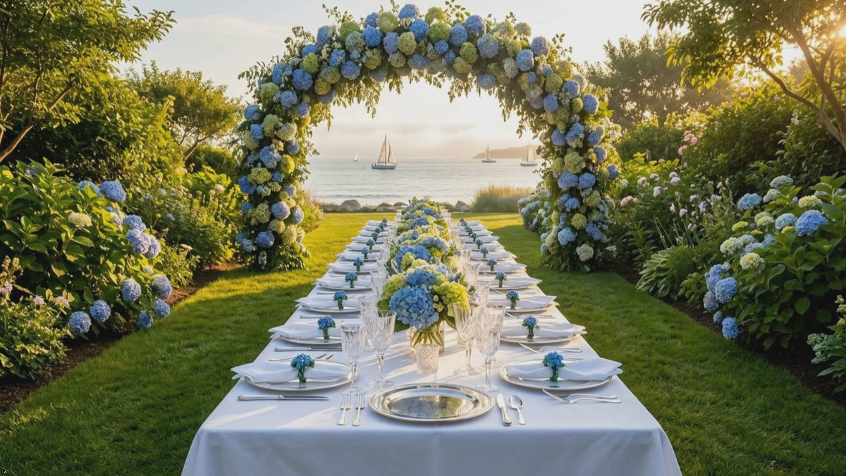 Blue Hydrangea Napkin Rings, crafted in the USA