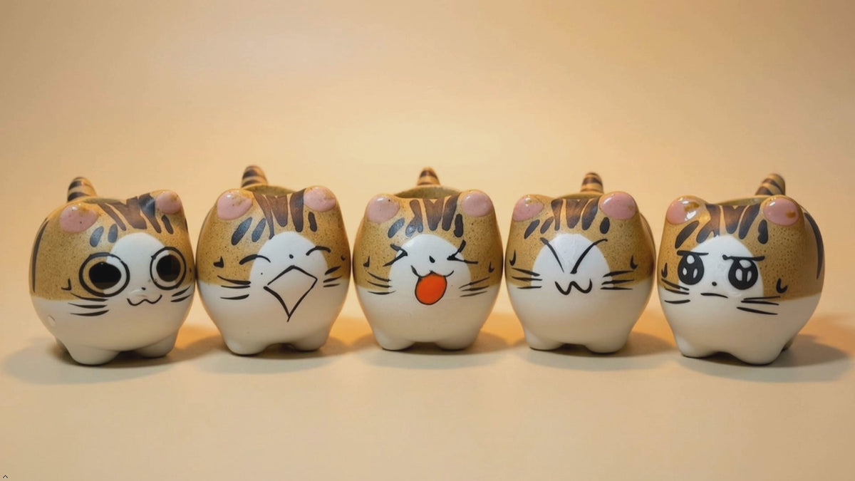 Tiger Kitty Mini Ceramic Cat Pot – Choose Your Kitty Character